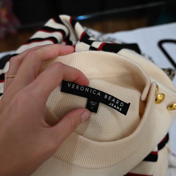 Veronica Beard Small Merino Wool Nautical Striped Sweater Dress - Picture 8 of 8